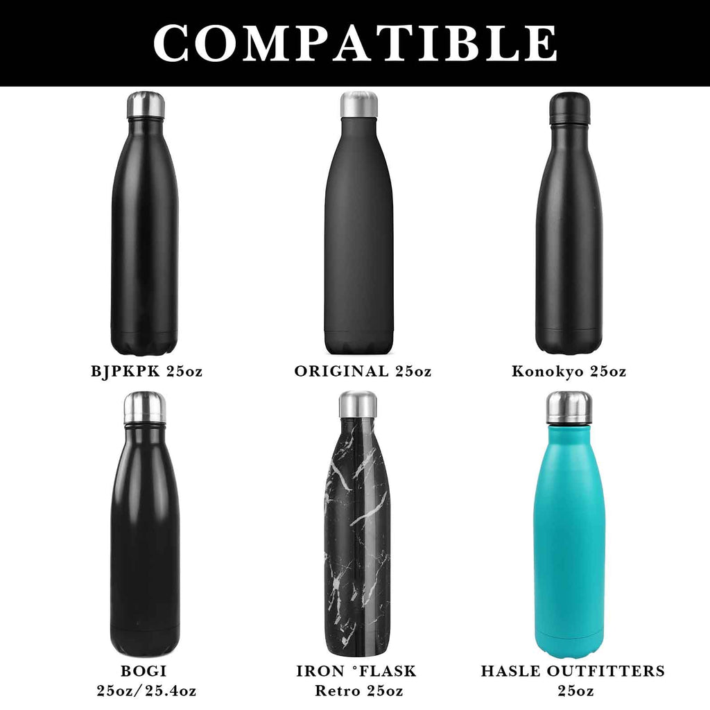 Linkidea 2 Pack Water Bottle Boot Compatible with 25oz ORIGINAL, BJPKPK, Konokyo 25oz Cola Shaped Bottles, Silicone Bottle Boot Bottom Sleeve Cover Protector, Bottle Bumper (Black)