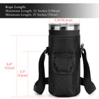 Linkidea Tumbler Carrier with Strap Compatible with YETI Rambler Tumbler 20oz, IRON °FLASK Classic Tumbler 2.0 20/24oz, Coffee Mug Sling Bag Holder, Shoulder Strap with Pocket, Black