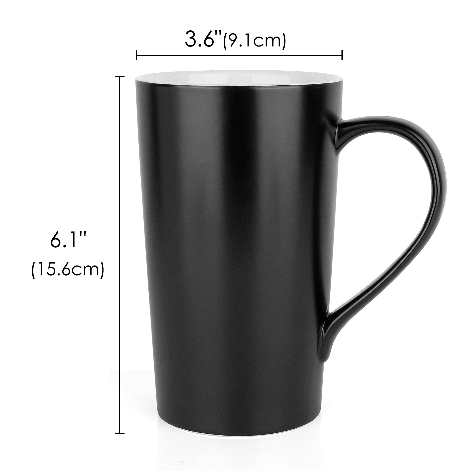 Linkidea 20oz Extra Large Tea and Coffee Mugs, Set of 2 Ceramic Tall Coffee Mugs with Handles, Teacups Large Capacity Cup for Latte, Beer, Hot Cocoa, Microwave and Dishwasher Safe, Black