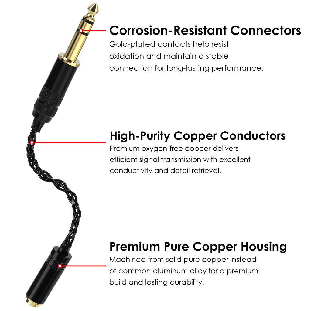 Linkidea 6.35mm to 4.4mm Headphone Adapter, Stereo Audio Adapter for Headphone Cables with 4.4mm Male Plug, Connect Headphones to 6.35mm Amplifiers
