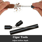 Linkidea 2-in-1 Aluminum Cigar Punch Cutter & Draw Enhancer Tool, Twin Sharp Needle Pins to Clear Clogged Cigars & Restore Airflow (Black)