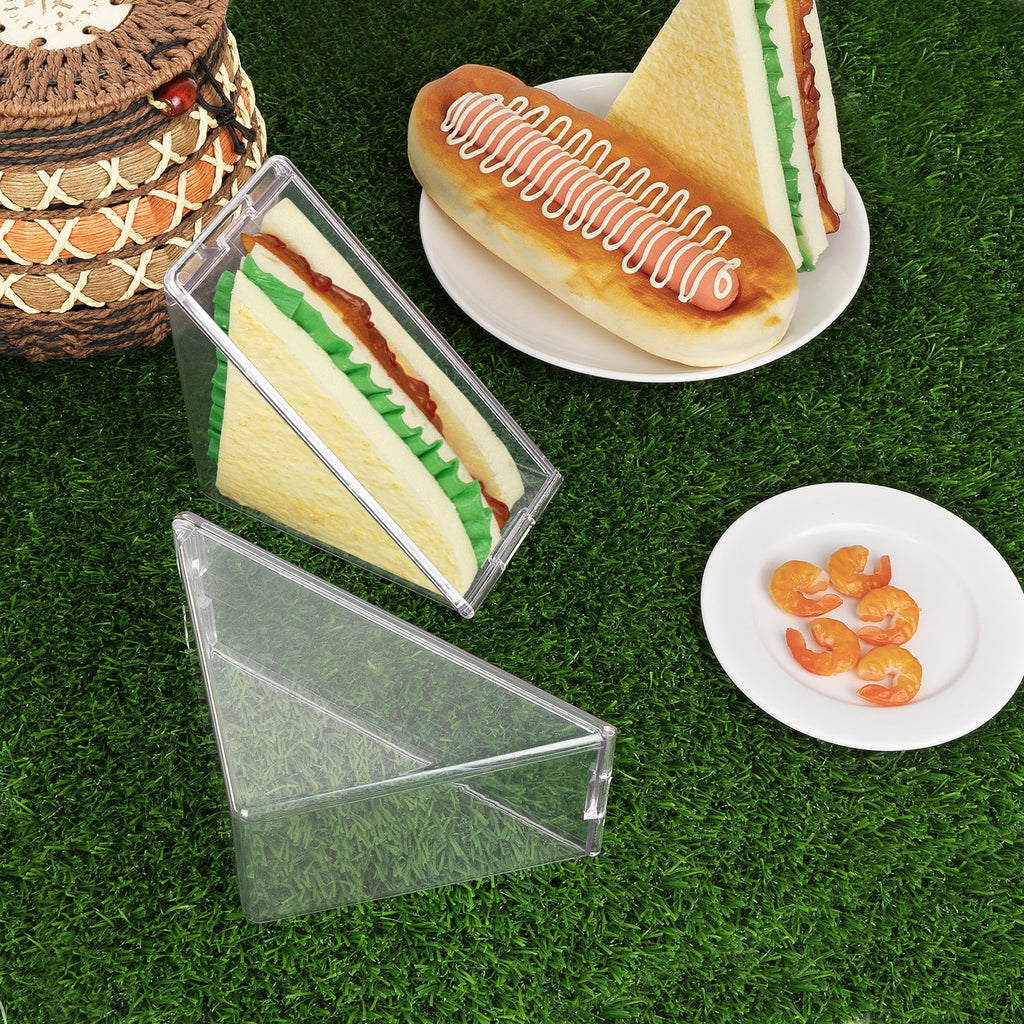 Linkidea 2 Pcs Triangular Sandwich Containers with Cover, Charcuterie Boxes with Clear Lids for Sandwich Storage, Portable Sandwiches Storage Box Fits Picnic, Travel, Work