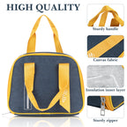 Linkidea Lunch Tote Bag, Insulated Lunch Bag with Hand Strap, Portable Lunch Bag with Zipper Fits Daily Use, Compatible with Bentgo Classic, Bentoheaven, Ello, NatraProw (Navy)