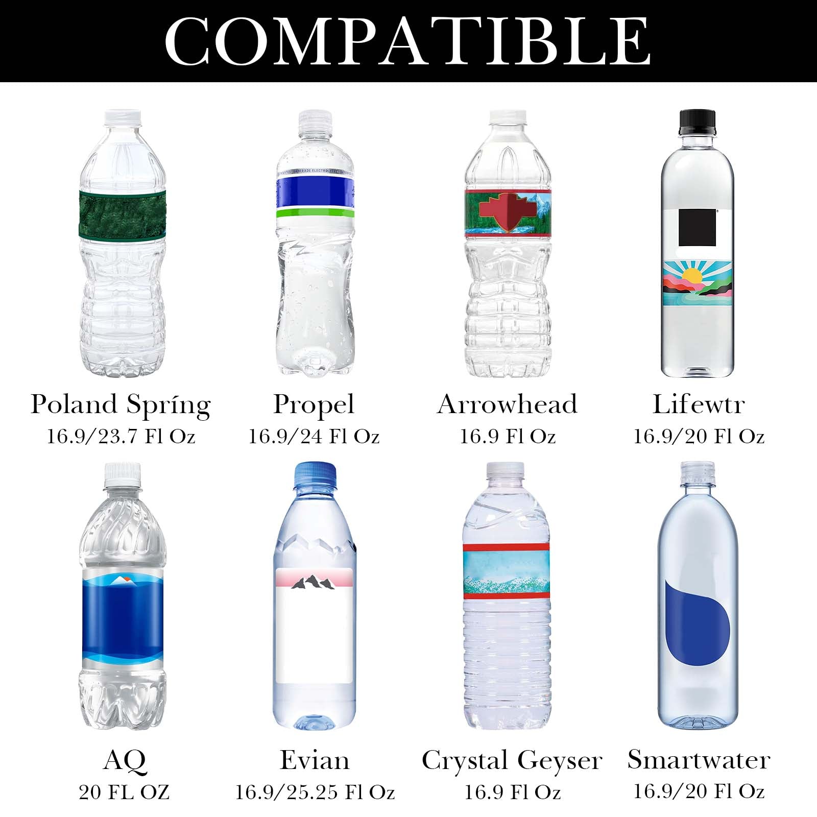 Linkidea Disposable Water Bottle Sleeve Compatible with Smartwater 16.9/20Fl Oz, Evian 16.9Fl Oz, Insulated Neoprene Plastic Bottled Water Cover Holder with Lockable Zipper (1 Pack / Black)