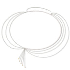 Plus Size Chain Belt for Women, Silver Color and White Faux Pearl Waist Chains, Extra Long Body Chain, 47-59 Inch Adjustable Chunky Belt Chain