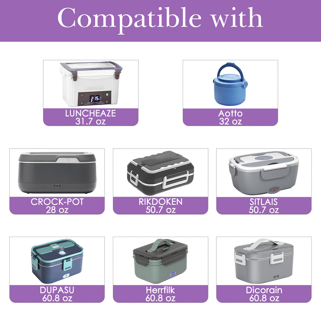 Linkidea Portable Cooler Tote for Adult, Large Capacity Oxford Thermal Lunch Bag with Handle, Compatible with Crock Pot, DUPASU, Aotto, LUNCHEAZE Electric Heated Lunch Box (Purple)