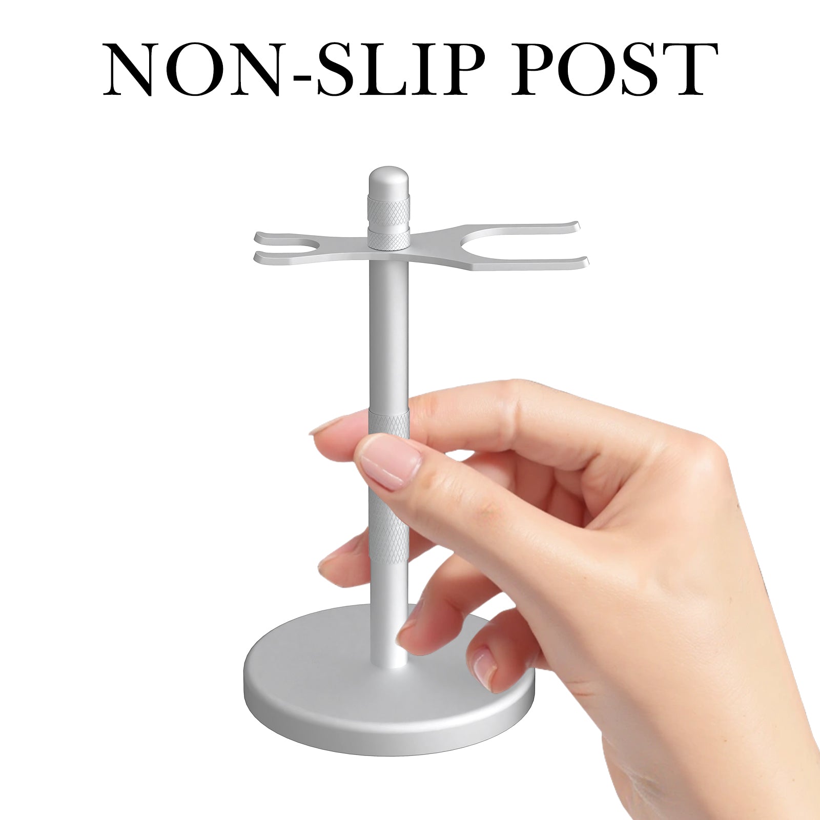 Linkidea Quick Drying Safety Razor Stand, Bathroom Organizer Compatible with Vikings Blade Chieftain, Merkur 34C / 38C & More, Shaving Accessories (Silver)