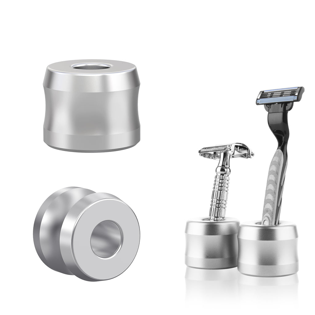 Linkidea 2 Pack Safety Razor Stand, Opening Dia 0.7" (18.5mm) Men's Shaving Stand for Bathroom Countertops, Compatible with Gillette Mach 3 (Silver)