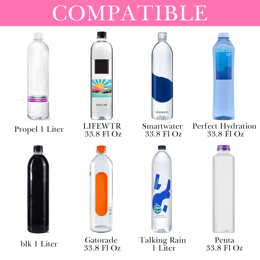 Linkidea 2 Pack Disposable Water Bottle Sleeve Compatible with Smartwater 33.8 Fl Oz, LIFEWTR 33.8 Fl Oz, Insulated Neoprene Bottled Water Cover Holder with Lockable Zipper, Pink