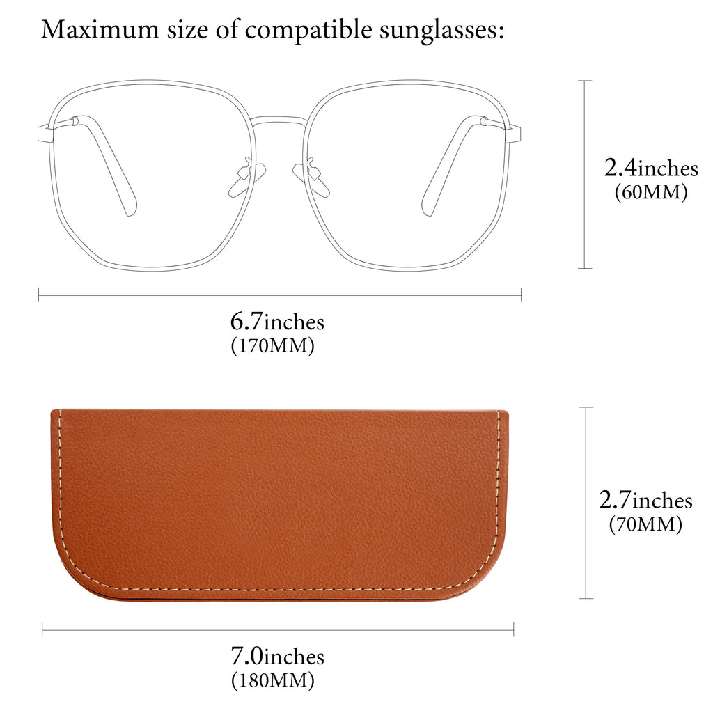 Linkidea Oversized Sunglasses Case, Large Frame Glasses Case for Sunglass, Eyeglasses Travel Bag Compatible with Rayban Aviator Reverse/New Wayfarer/Various Brand Models (Brown)