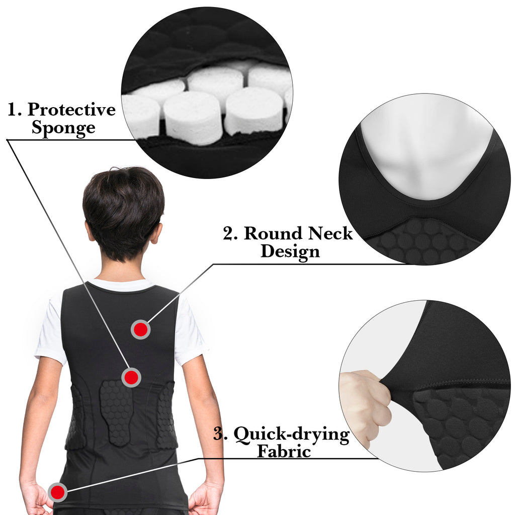 Linkidea Youth Soccer Impact Vest, Padded Protective Sleeveless Chest Vest for Contact Sports, Soccer Goalie Vest with Torso & Rib Protection, Lightweight, Non-Restrictive, Ages 10-14