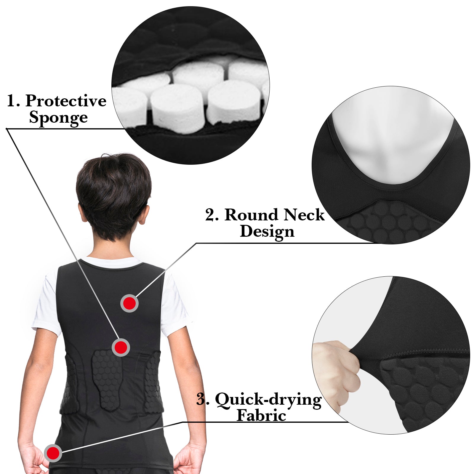 Linkidea Youth Soccer Impact Vest, Padded Protective Sleeveless Chest Vest for Contact Sports, Soccer Goalie Vest with Torso & Rib Protection, Lightweight, Non-Restrictive, Ages 10-14