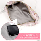 Extra Large Sunglasses Case, Protective Eyewear Storage Organizer Pouch Soft Bag Compatible with MOLSION MS3000 MS5060 MS3052 Persol PO3171S PO3166S PO3352S (Cotton-Linen, Pink)