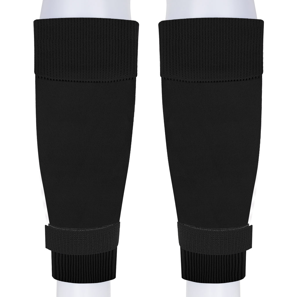 Linkidea Kids Soccer Grip Socks with Shin Guard Sleeve for Age 6 - 9 (Black)