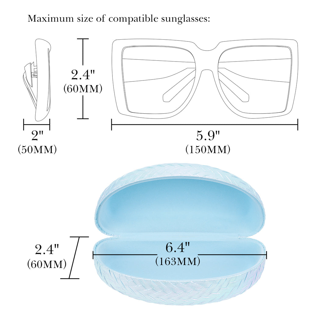 Extra Large Hard Shell Sunglasses Case, Oversized Sun Glasses Storage Organizer Compatible with RB4401D RBS0101S RB8097 RB8089 PO3352S PO3328S PO3311S (XXL, Blue)