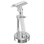 Linkidea Premium Men's Razor Stand, Safety Razor Holder Compatible with Vikings Blade the Chieftain, Merkur 34C, 700002, 23C, 38C, Shaving Tool Organizer for Bathroom Counter (Silver)