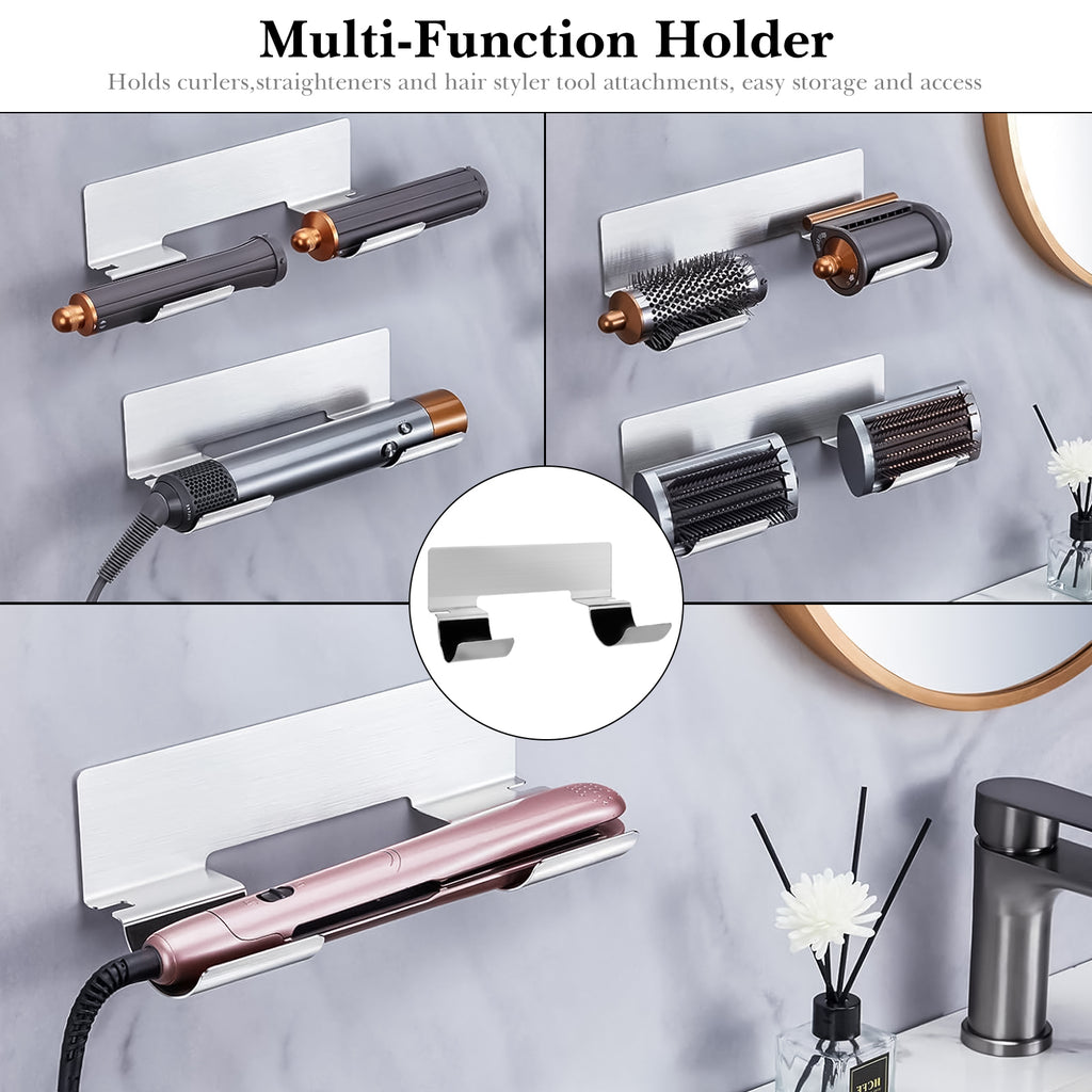 Linkidea Hair Dryer Holder, Stainless Steel Hair Tool Organizer with Adhesive, Wall Mounted Hair Tools Holder Fits Curling Wands, Hair Straightener Organize