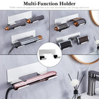 Linkidea Hair Dryer Holder, Stainless Steel Hair Tool Organizer with Adhesive, Wall Mounted Hair Tools Holder Fits Curling Wands, Hair Straightener Organize