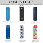 Linkidea Slim Water Bottle Carrier with Strap Compatible with THERMOS FUNTAINER Steel 16oz, Ion8 Sport OneTouch 2.0 500ml, Hard Base Waterbottle Sling Bag Keeps Bottle Upright, Gray White