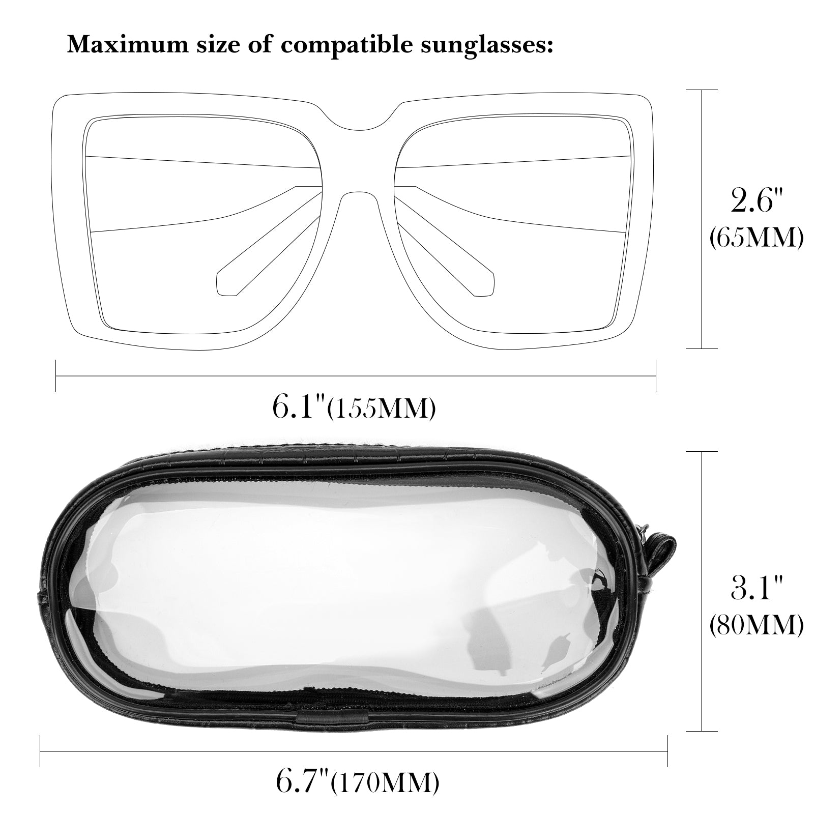 Extra Large Sunglasses Pouch Case with Zipper, 2 Pack Vegan Leather Sunspecs Organizer Soft Bag Compatible with Rayban RB3647N RB2197 RB0360S Persol PO3314S PO3311S PO1006S