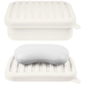 Linkidea Silicone Travel Soap Storage Box, Compact Bar Soap Holder with Drainage Layer, Shatterproof Better Storage, Suitable for Bathroom, Gym (White)
