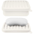 Linkidea Silicone Travel Soap Storage Box, Compact Bar Soap Holder with Drainage Layer, Shatterproof Better Storage, Suitable for Bathroom, Gym (White)