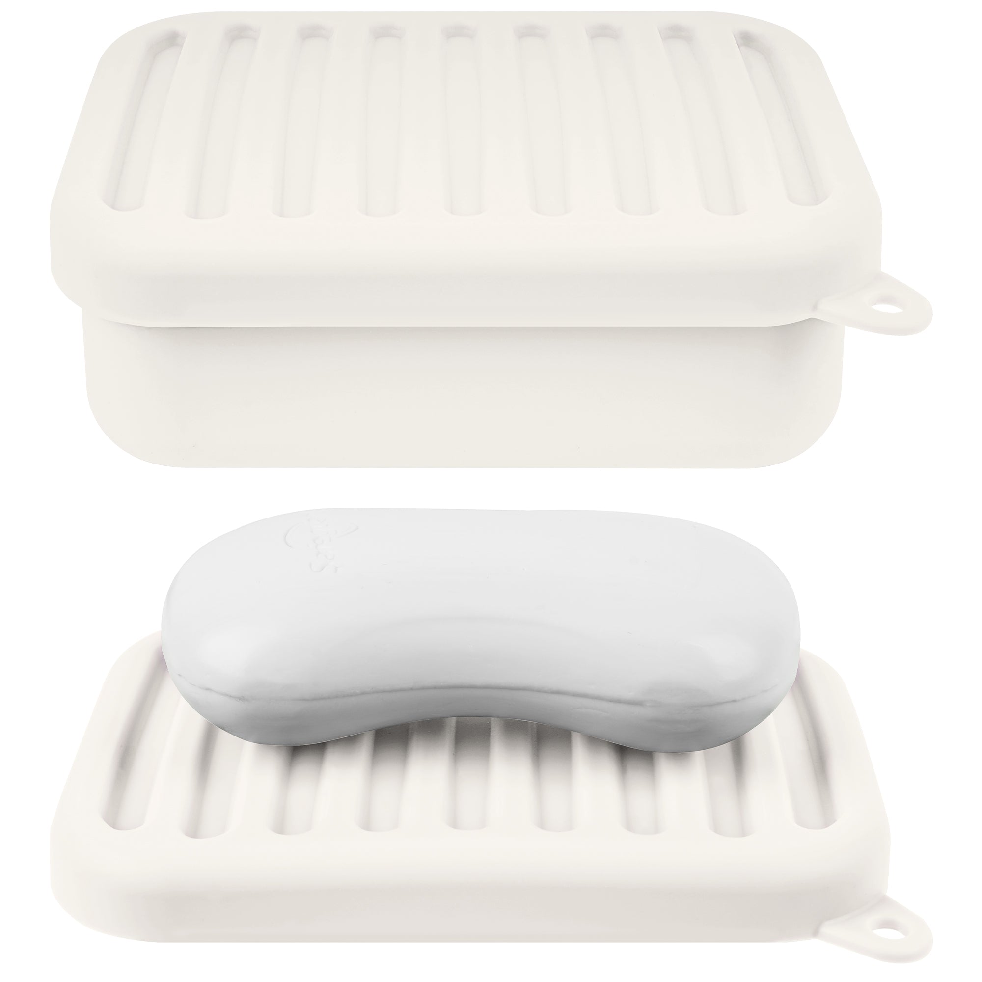 Linkidea Silicone Travel Soap Storage Box, Compact Bar Soap Holder with Drainage Layer, Shatterproof Better Storage, Suitable for Bathroom, Gym (White)