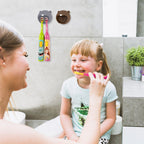 Linkidea 2 Pack Wall Mounted Electric Toothbrush Holder, 2 Slots Self Adhesive Power Toothbrush Hanger for Toddler, Compatible with Spinbrush Electric toothbrush, Oral-B Kids Battery Toothbrush