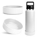 Linkidea Water Bottle Boot Compatible with YETI Rambler Bottle 36oz, Silicone Anti-Slip Water Bottle Bottom Sleeve Cover Protector, Bottle Bumper (White / 2 Pack)