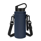 Linkidea Water Bottle Carrier with Shoulder Strap Compatible with Hydroflask Standard Mouth 18oz, CamelBak Carry Cap 20oz,Waterbottle Sling Bag Holder (Navy Blue)