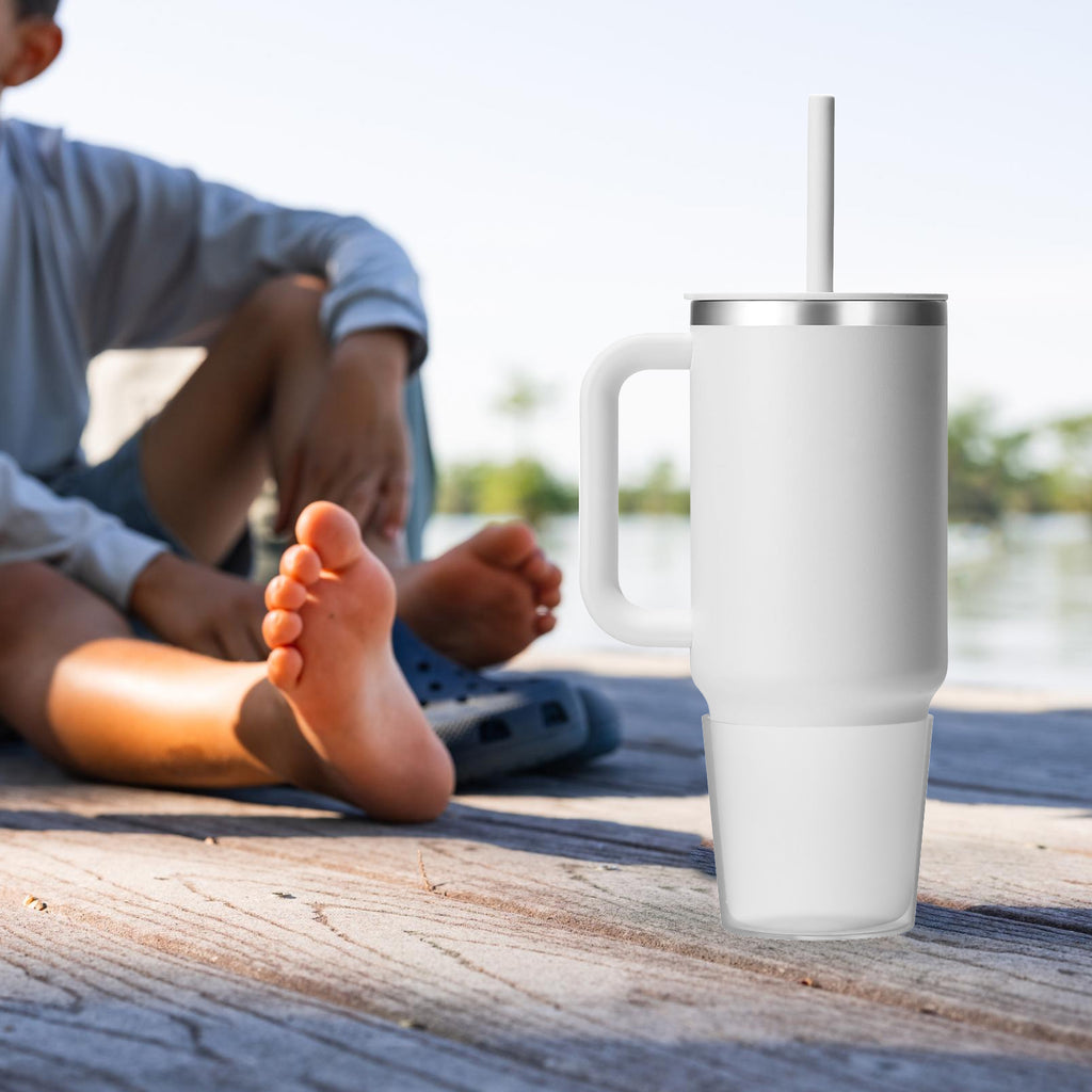 Linkidea Water Bottle Boot Compatible with Hydro Flask Travel Tumbler 28oz/40oz, Silicone Water Bottle Bottom Sleeve Cover Protector, Bottle Bumper (Clear / 2 Pack)