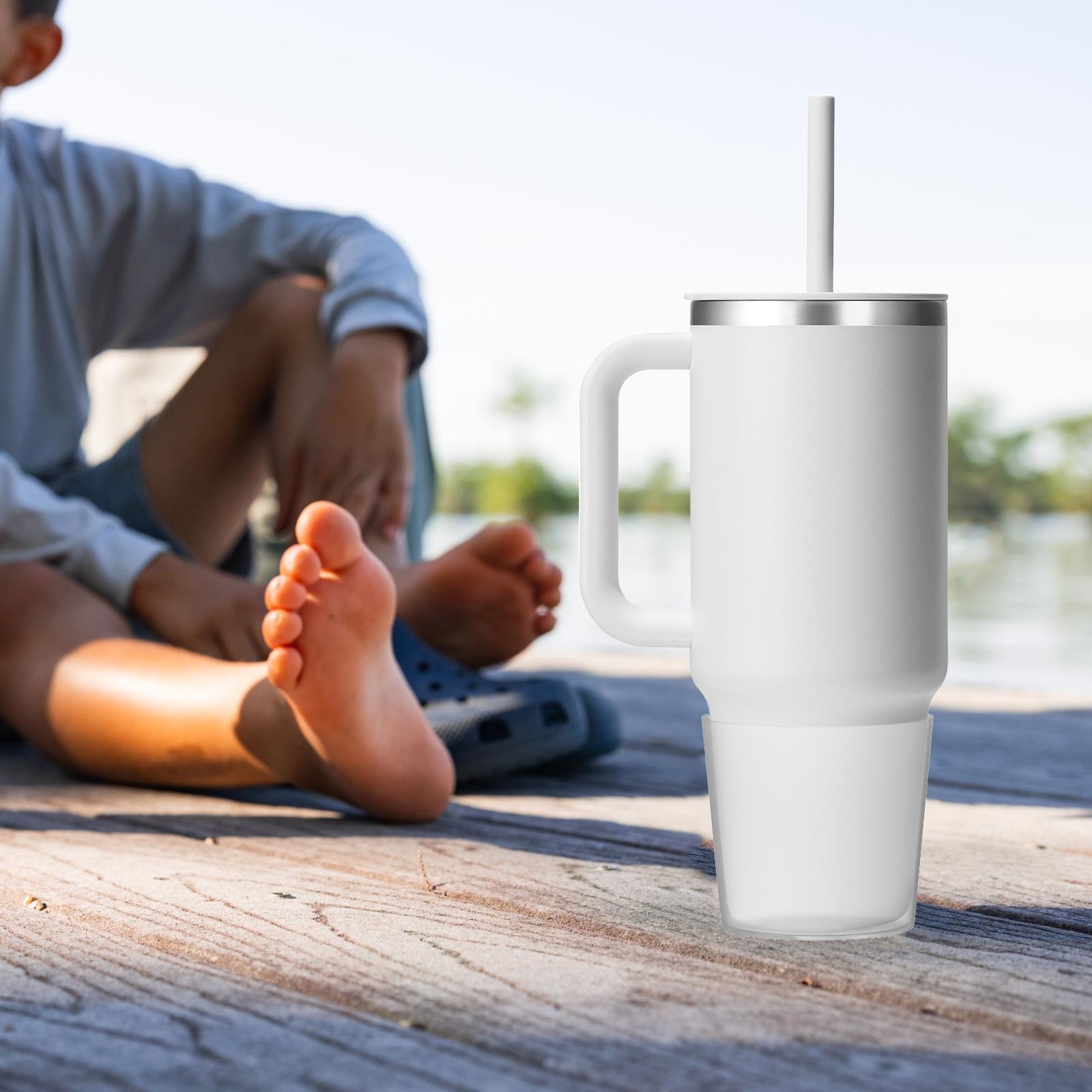 Linkidea Water Bottle Boot Compatible with Hydro Flask Travel Tumbler 28oz/40oz, Silicone Water Bottle Bottom Sleeve Cover Protector, Bottle Bumper (Clear / 2 Pack)