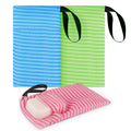 Linkidea 3 Pack Stripes Mesh Body Scrubber Soap Bags, Portable Exfoliating Sponge with Lanyard, Quick Draining Skin Care Pouch, Multifunction Bath Accessories Fits Travel, Home Use