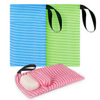 Linkidea 3 Pack Stripes Mesh Body Scrubber Soap Bags, Portable Exfoliating Sponge with Lanyard, Quick Draining Skin Care Pouch, Multifunction Bath Accessories Fits Travel, Home Use