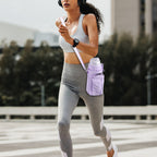Linkidea Water Bottle Carrier with Strap Compatible with Owala FreeSip 24oz/32oz, IRON FLASK Wide Mouth 32oz, Bottle Shoulder Strap Bag Holder with Phone Pocket (Purple)