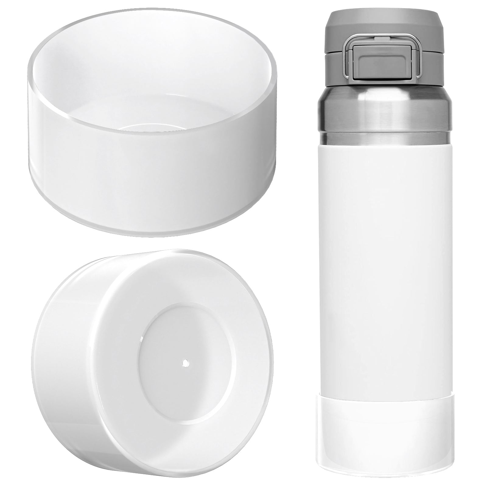 Linkidea 2 Pack Water Bottle Boot Compatible with Stanley Quick Flip GO 36oz, Silicone Waterbottle Bottom Bumper Protector (Clear White)