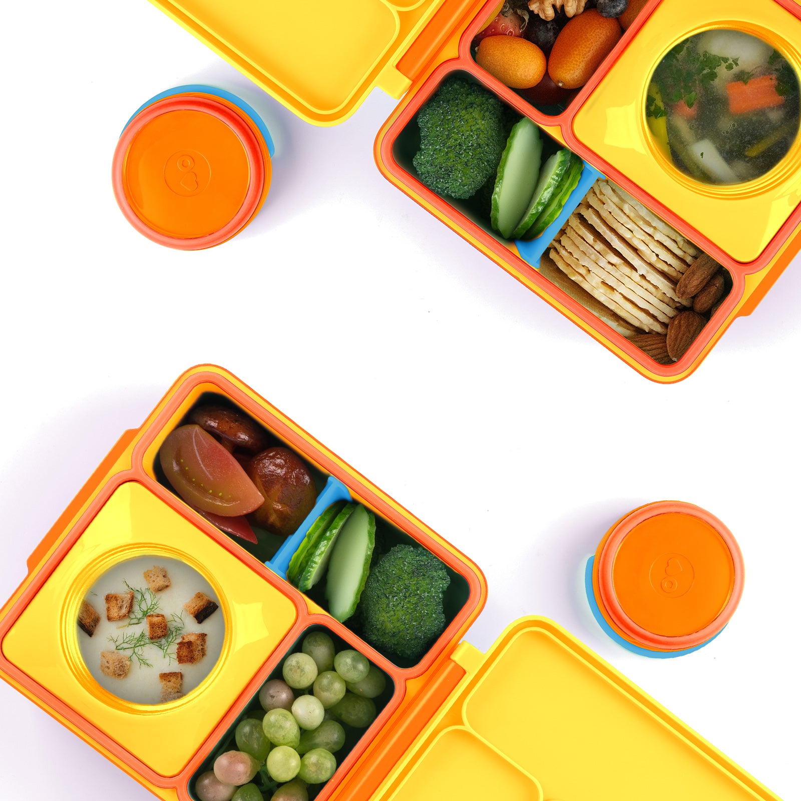 Linkidea 4 Pcs Silicone Seal Replacement, Exact Fit Lid Seal Gasket Compatible with OmieBox, Leakproof Food Safe Parts & Accessories for Bento Box (Orange)
