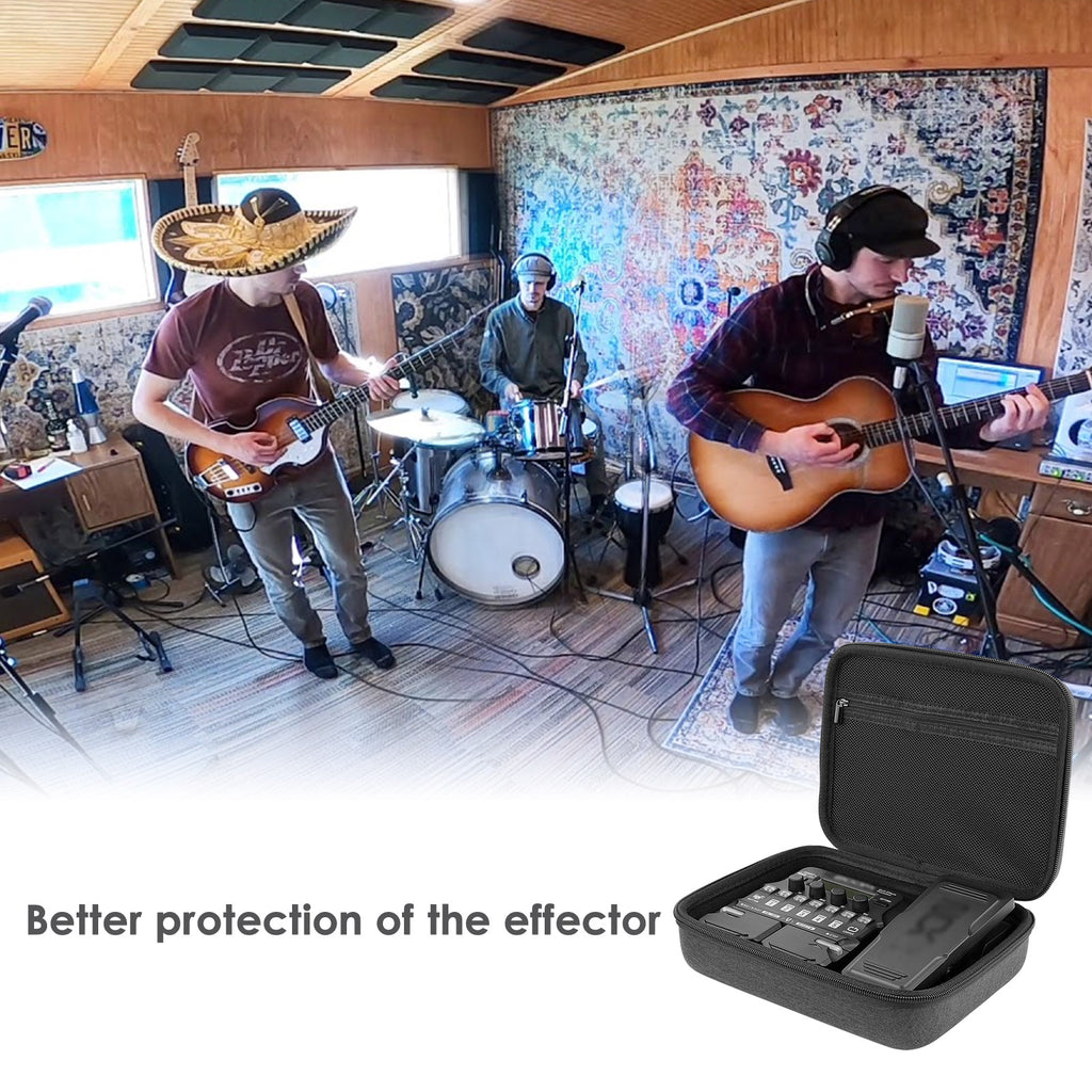 Linkidea Hard Shell Travel Case Compatible with Zoom G1X FOUR, B1X FOUR, A1X FOUR, Guitar Bass Multi-Effects Processor (Dark Grey)