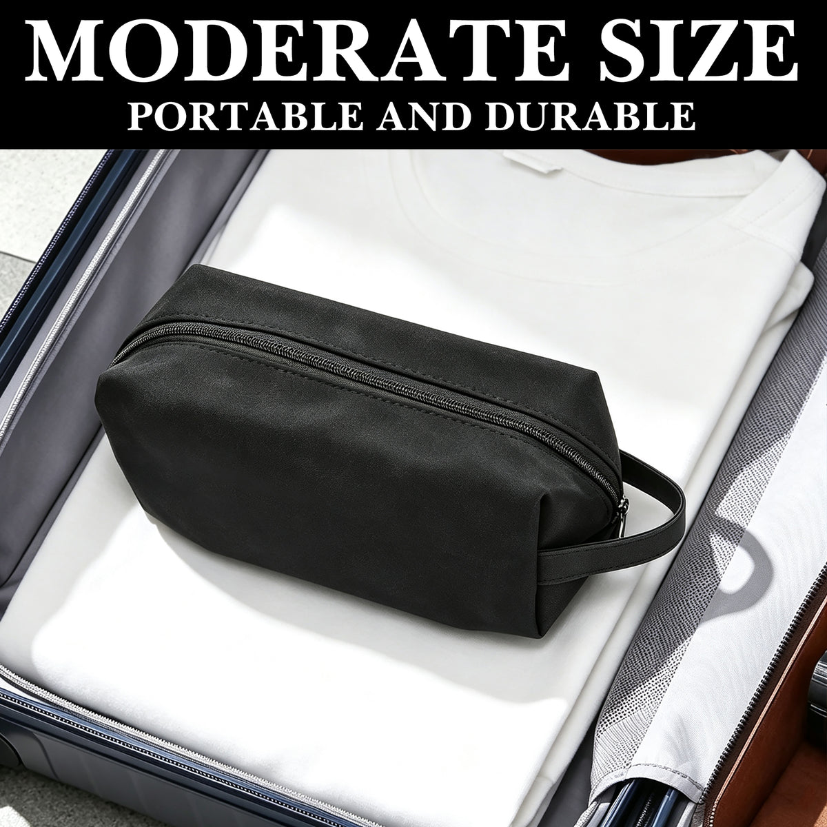Linkidea Vegan Leather Men's Travel Grooming Trimmer Bag, Portable Shaver & Clipper Organizer Pouch with Handle, Compatible with Manscaped Lawn Mower 5.0, 4.0, 3.0, Meridian (Black)