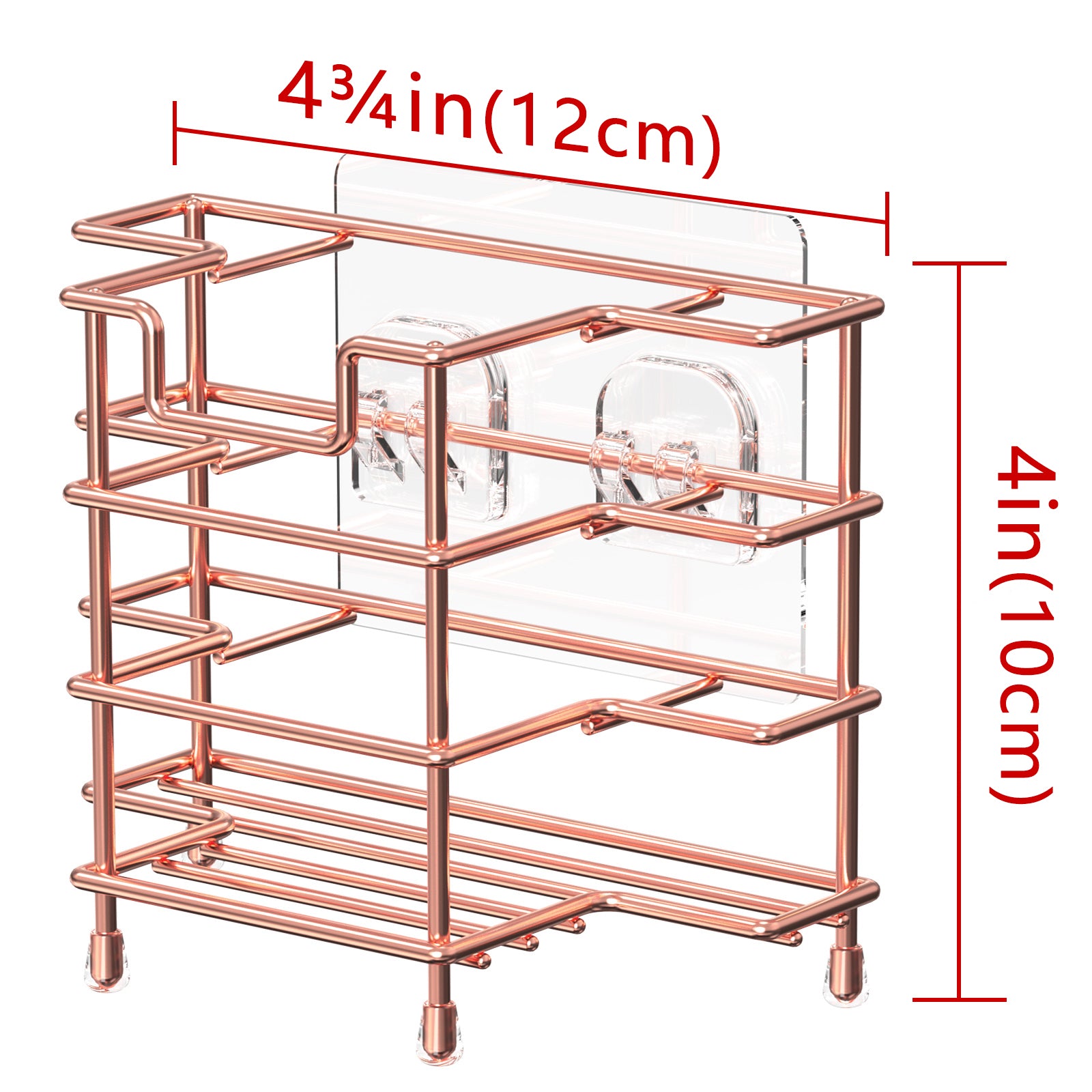 Linkidea Wall Mount/Countertop Toothbrush Holder for Shower, Stainless Steel Toothpaste Stand, 3 Slots Organizer Compatible with Colgate Extra Clean, Oral-B CrossAction (Rose Gold)