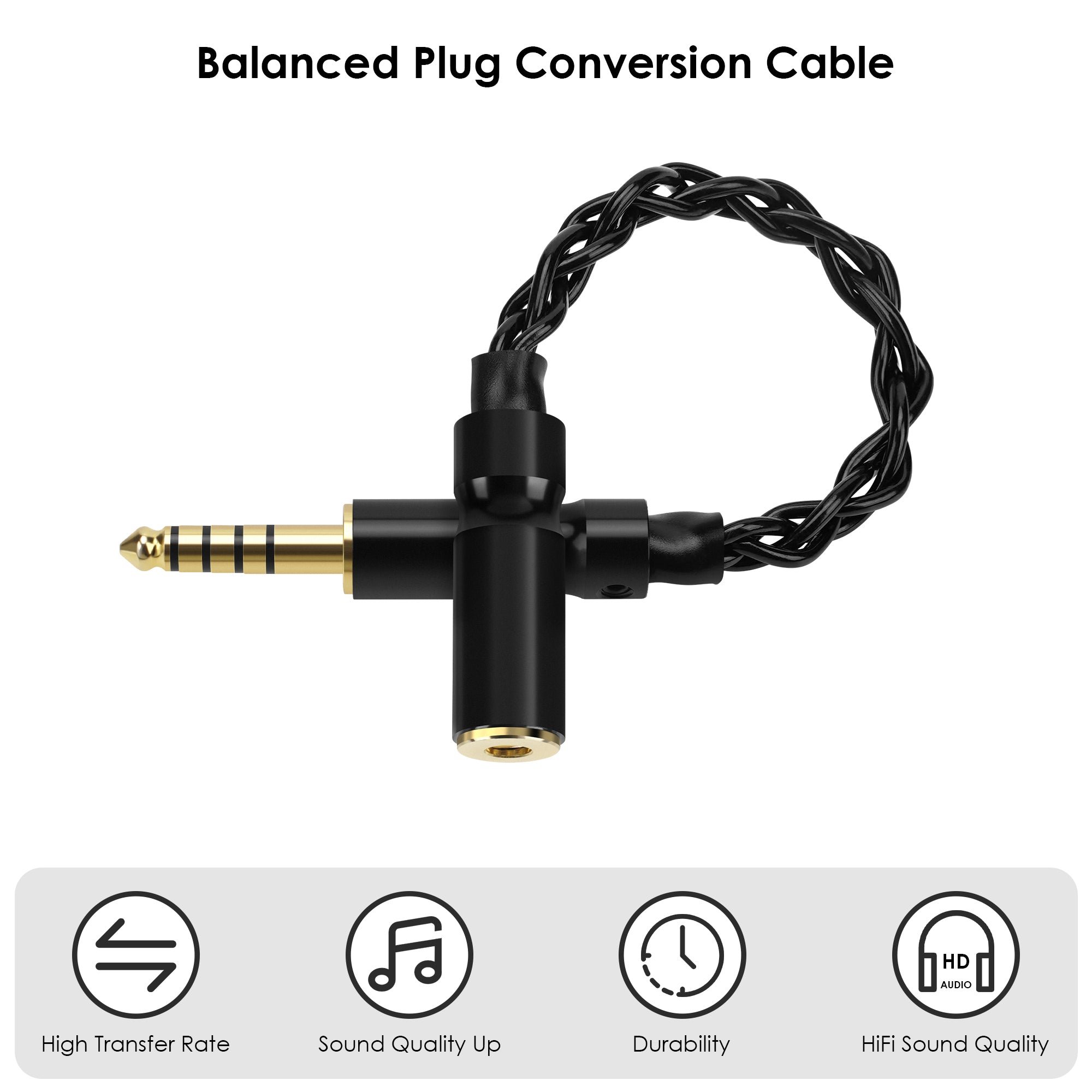 Linkidea 4.4mm Balanced Male to 3.5mm Female Headphone Adapter Cable, Silver-Plated Copper Audio Converter for HiFi DAC, DAP & Headphone Amplifier, 16cm