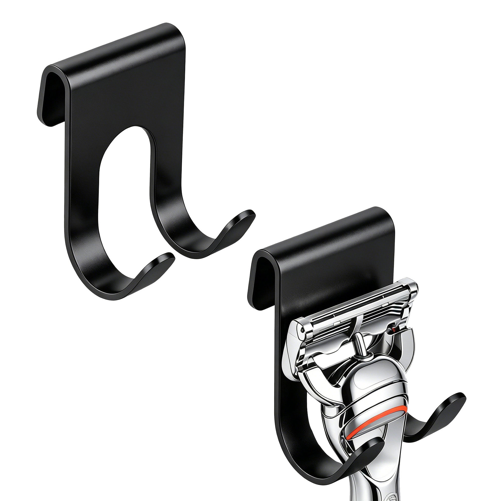 Double Hooks Towel Hanger Rack No-Drill for Frameless Shower Door, 2 Pack