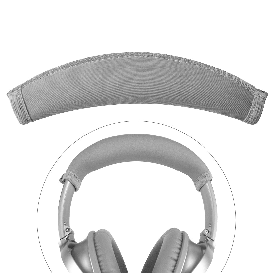 Linkidea Headband Protector Compatible with Bose QuietComfort QC45, QC35, QC25, QC15 Headphones Replacement Headband Cover, Flex Fabric Head Top Pad Easy DIY Installation (Grey)