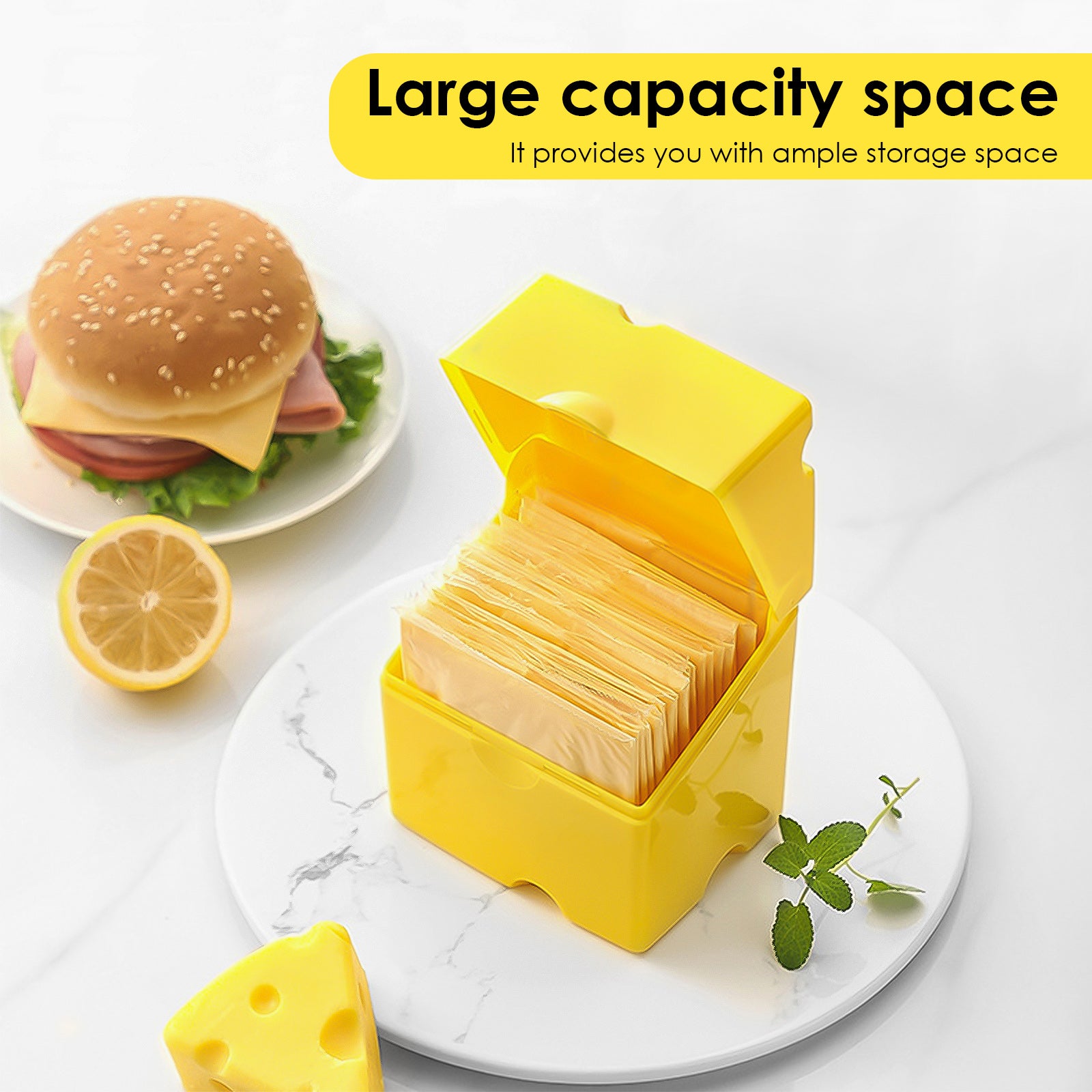 Linkidea 2 Pcs Sliced Cheese Container, ABS Plastic Cheese Holder with Flip Lids, Slice Cheese Container for Refrigerator, Fits to Keep Cheese/Butter Fresh in Fridge (Multi-Color)