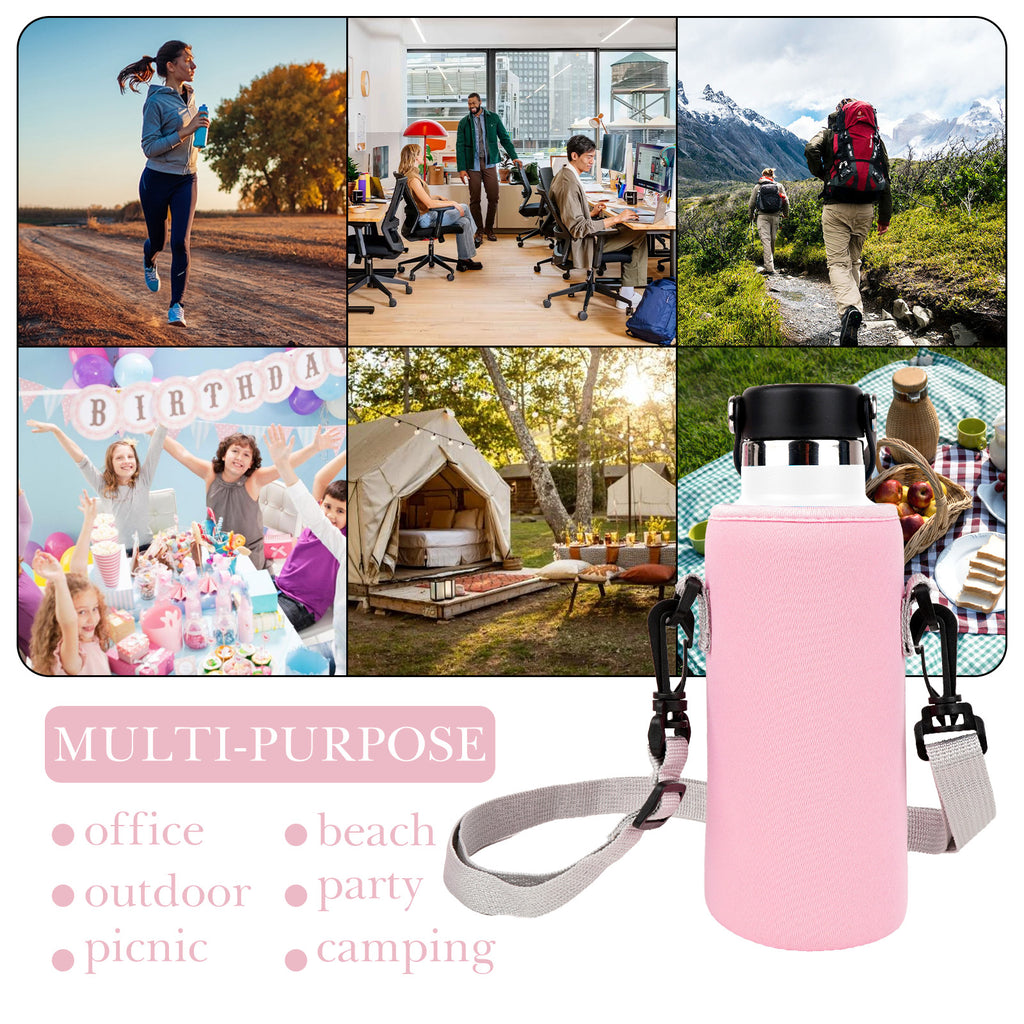 Linkidea Water Bottle Carrier with Strap Compatible with Simple Modern Summit Collection 22oz, Hydro Flask Wide Mouth, Waterbottle Sling Bag Holder with Shoulder Strap (Pink)