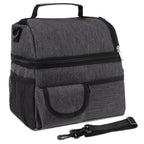 Linkidea Double Layers Lunch Box Bag, Large Capacity Lunch Box Storage Bag with Adjustable Strap, Insulated Tote Lunch Bag for Adult, Compatible with Crock Pot, DUPASU, Aotto, LUNCHEAZE (Black)