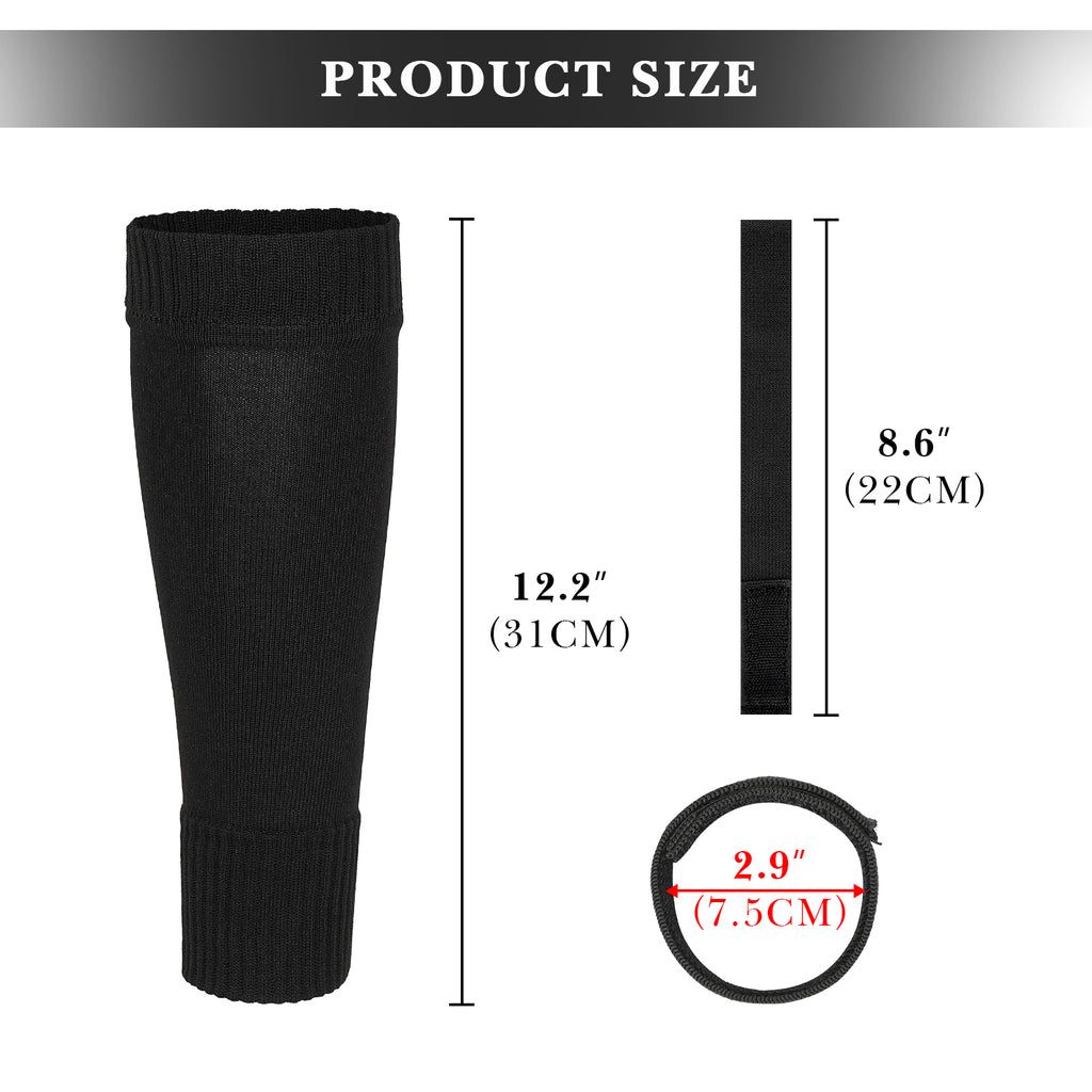 Linkidea Kids Soccer Leg Sleeve with Shin Guard Straps, Elastic Compatible with Grip Socks, Best Alternative to Soccer Athletic Socks for Child 6-8 Years (Black)