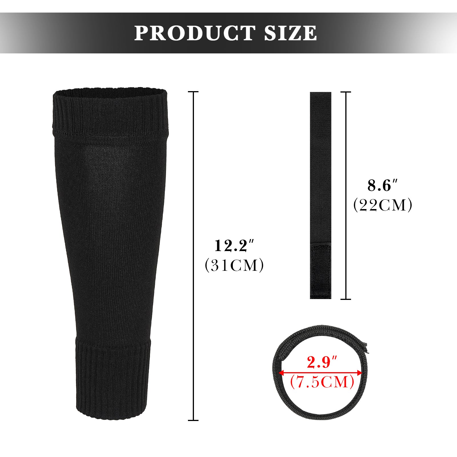Linkidea Kids Soccer Leg Sleeve with Shin Guard Straps, Elastic Compatible with Grip Socks, Best Alternative to Soccer Athletic Socks for Child 6-8 Years (Black)