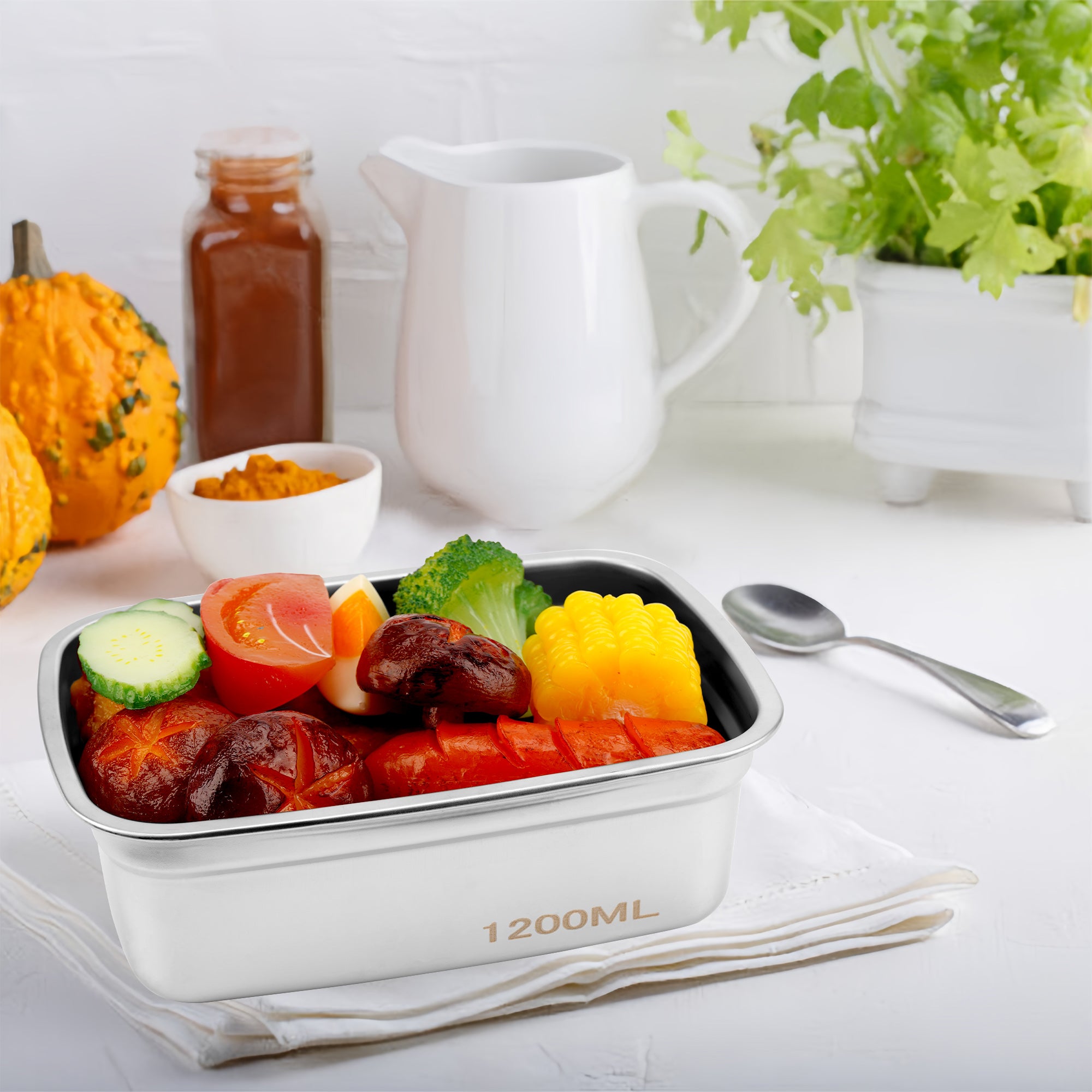 Linkidea Stainless Steel Liner Replacement for 1.2L Electric Lunch Box, Removable Insert Tray Compatible with THZDMI & Lunheat, 7.4 inch Length, Dishwasher Safe (Silver)