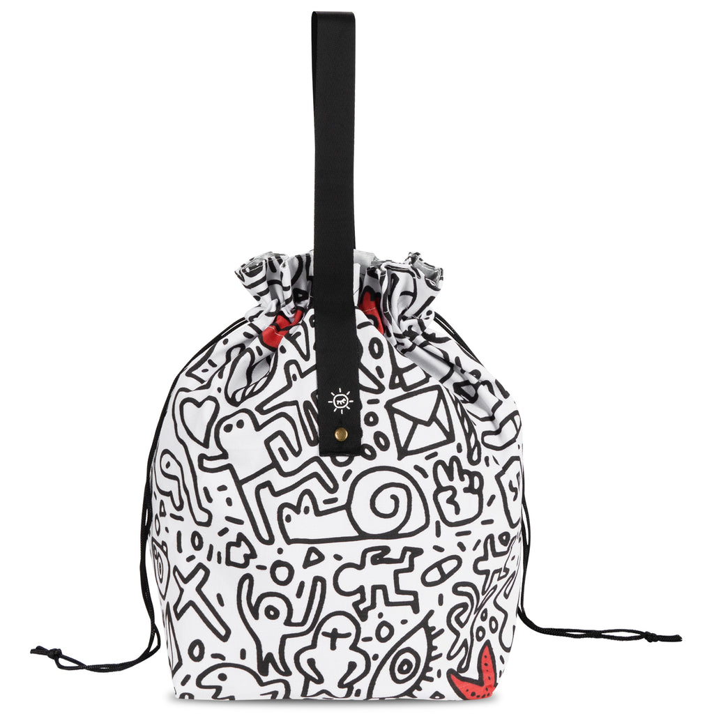 Linkidea Cute Lunch Bag with Handle, Drawstring Swig Lunch Bag, Cute Lunch Bags for Women Work Picnic Travel, Compatible with Bentogo, LunchBots, EasyLunchboxes (White)